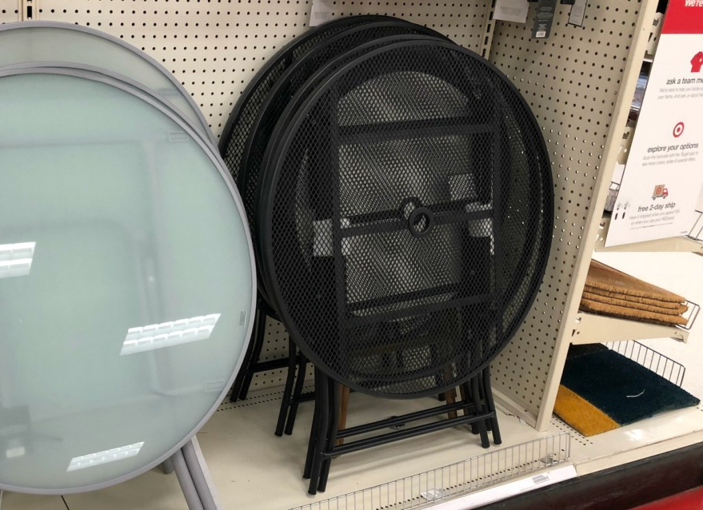 Black Threshold Metal Mesh Folding Patio Table