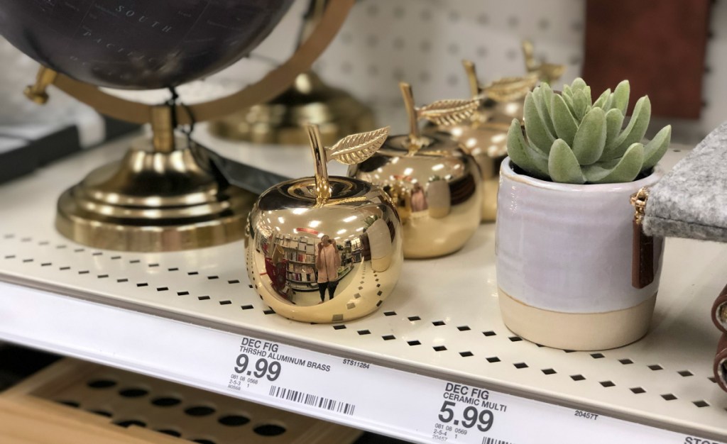 Threshold Apple Decorative Figure Gold Paper Weight on shelf