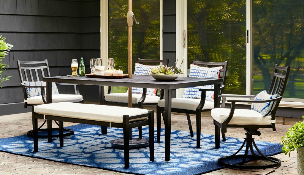 Threshold Linen Fairmont 2pk Stationary Patio Dining Chair set on patio