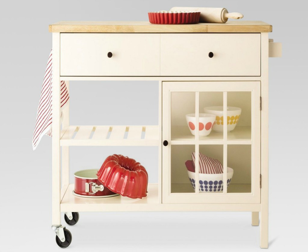 Threshold Windham Wood Top Kitchen Island stock photo