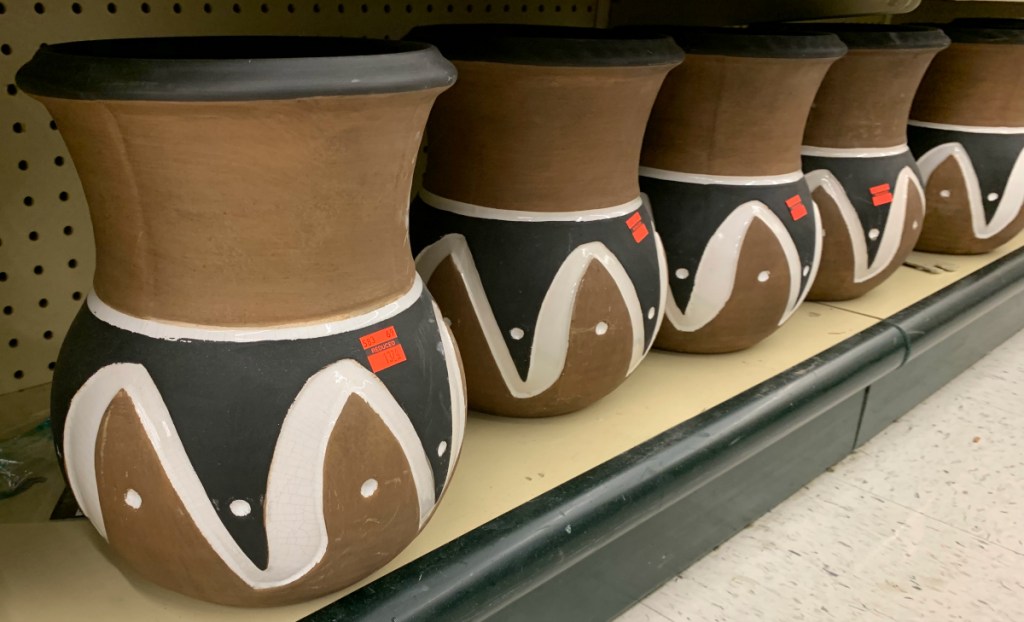 display of brown, black, white vase at Hobby Lobby