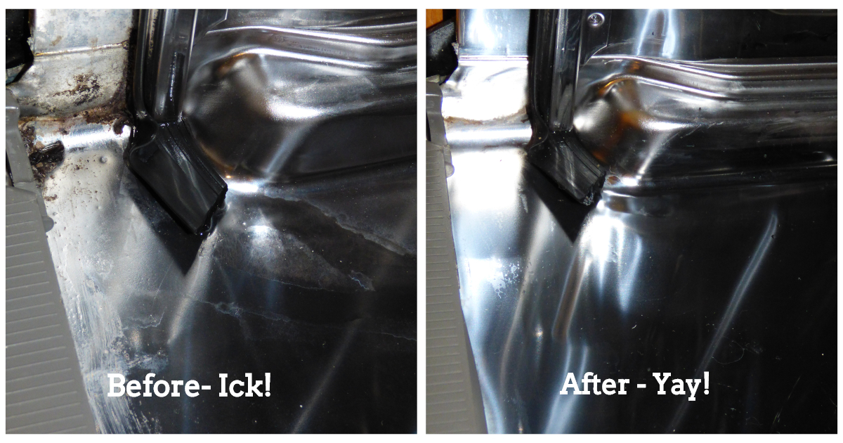 dishwasher before and after washing with kool-aid