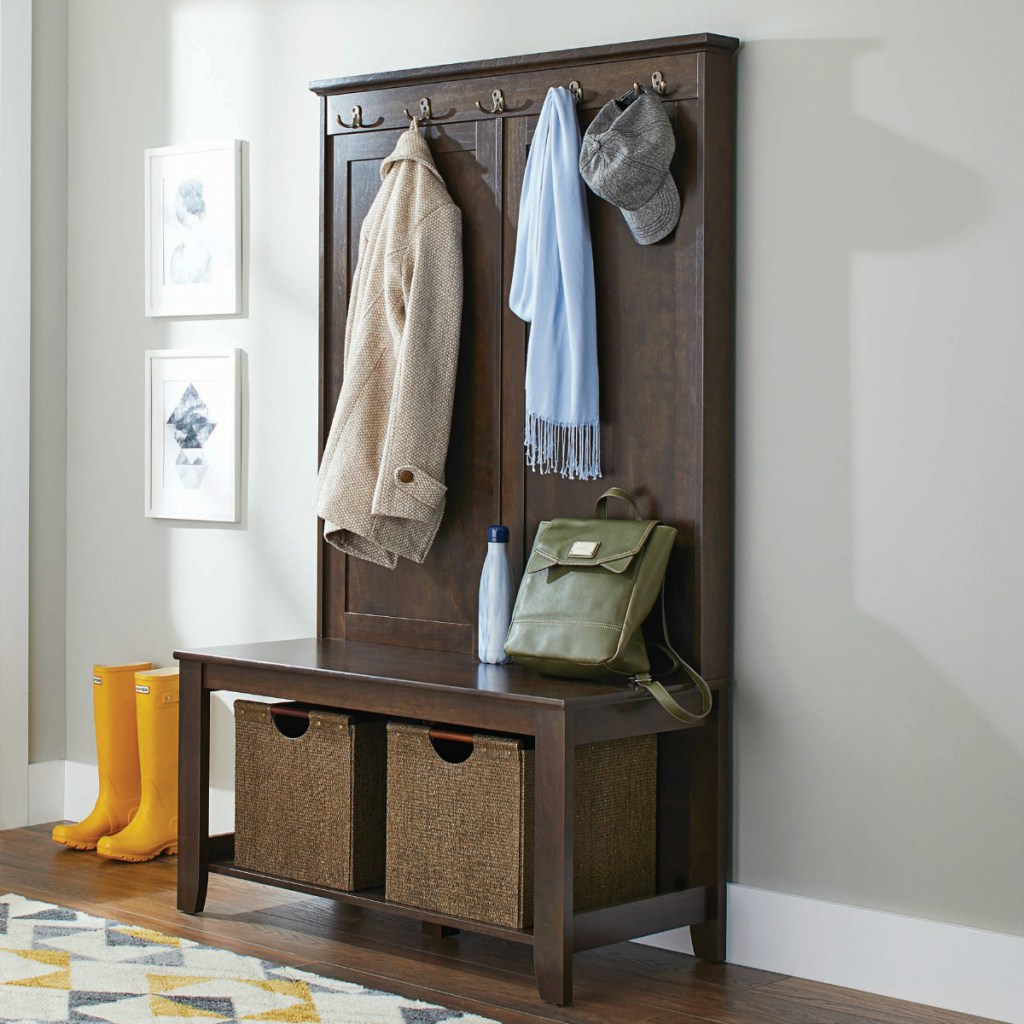 Better Homes & Gardens Parker Hall Tree Bench - Estate Toffee Finish