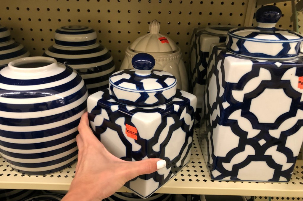 Blue & White Geometric Canister - Small & Medium