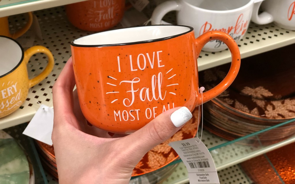 I Love Fall Orange Speckled Mug