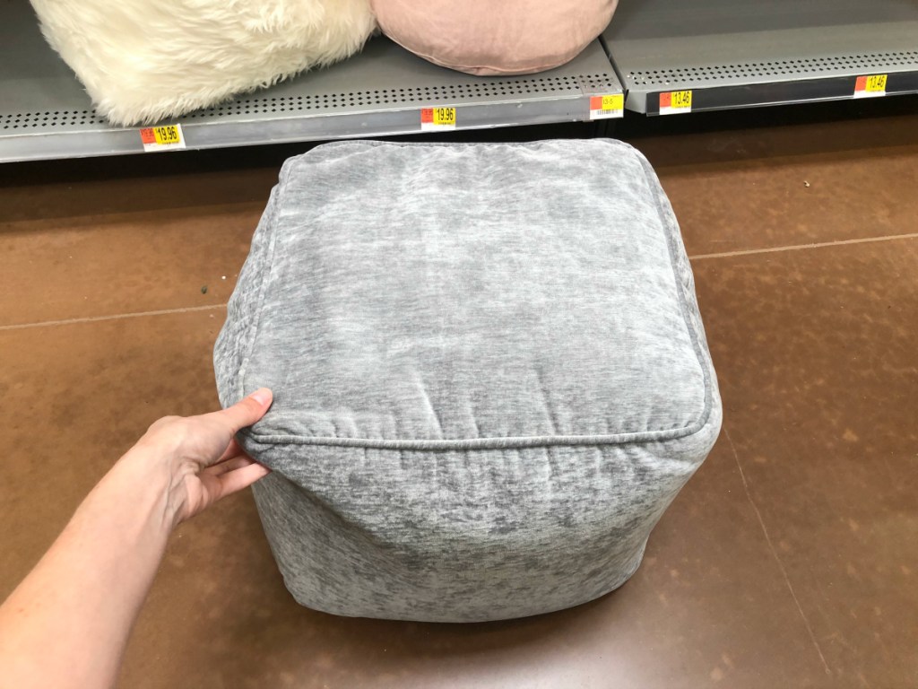 Mainstays Chenille Square Pouf, Gray Flannel