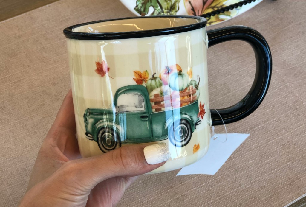 Truck With Pumpkins Buffalo Check Mug