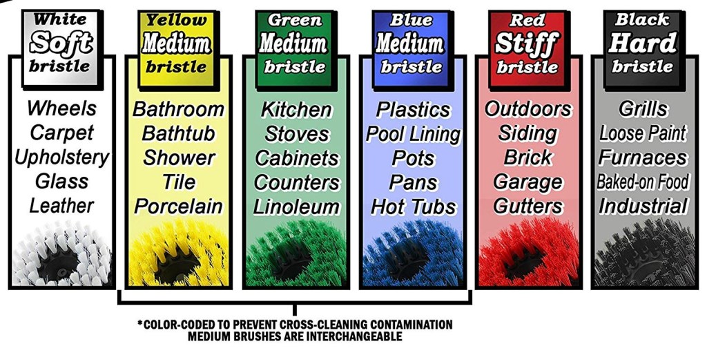 different colored drillbrushes