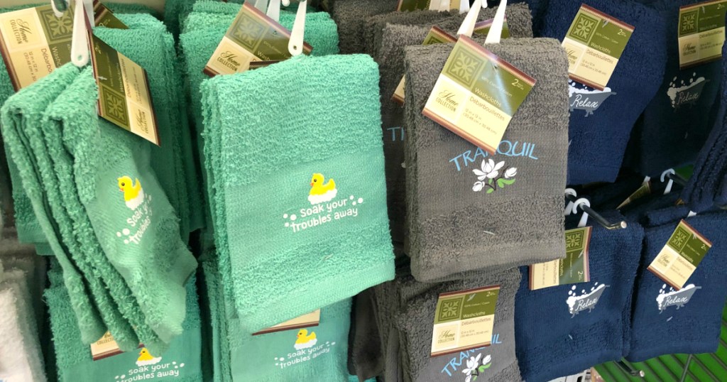 fun bathroom washcloths at Dollar Tree
