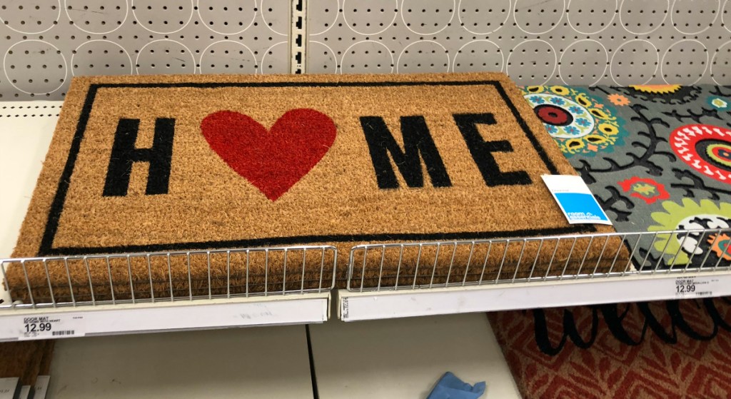 home with heart mat at Target