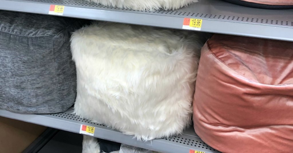 Poufs on Walmart shelf 