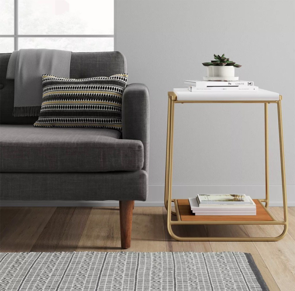 sayer end table next to couch