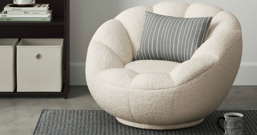 sherpa chair in living room 