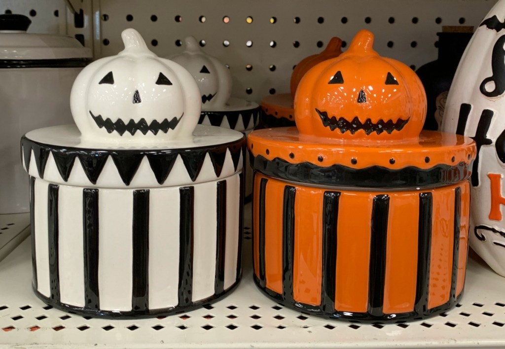 Ashland Assorted 6" Jack-O'-Lantern Striped Candy Jar Tabletop Accent