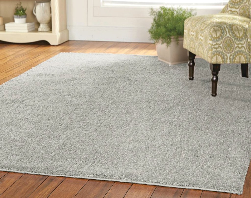 gray area rug in living room