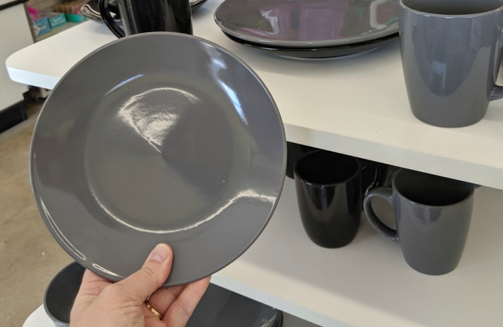 gray small salad plate