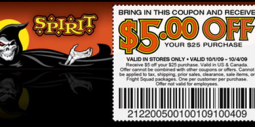 Spirit Halloween: $5 off $25 Coupon + More!