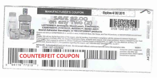 ALERT: $2/2 Johnson & Johnson Counterfeit Coupon