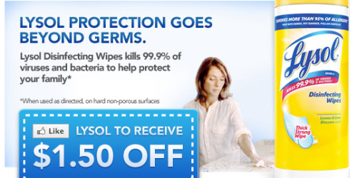 *HOT!* $1.50/1 Lysol Wipes Coupon = $0.39 at Target or FREE at Rite Aid
