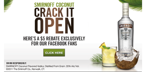 $5 Smirnoff Coconut Flavored Vodka Rebate (Facebook)