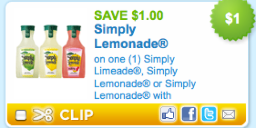 $1/1 Simply Lemonade (any size/variety) Coupon Still Available = FREE at Walmart & Target