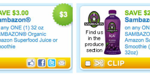 High Value $3/1 and $2/1 Sambazon Organic Juice or Smoothie Coupons = FREE at Publix?!