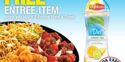 Panda Express: FREE Entree with Purchase of a 2-Entree Plate & Drink