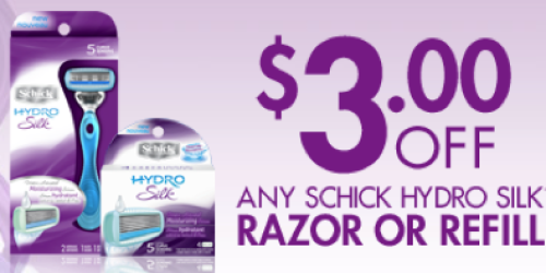 $3/1 Schick Hydro Silk Razor Coupon = Cheap at CVS and Walgreens