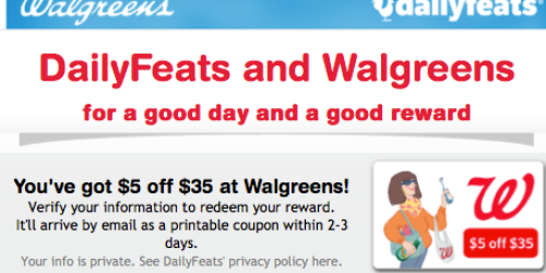 Rare $5 off $35 Walgreens Purchase Coupon
