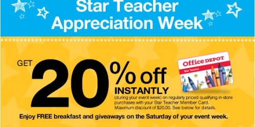 Office Depot: Star Teacher Appreciation Event: Free Breakfast, Giveaways + More (8/11)