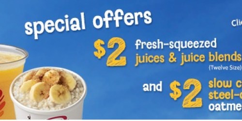 Jamba Juice: $2 Juices, Juice Blends, and Slow Cooked Steel-Cut Oatmeal Coupons