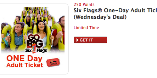 My Coke Rewards: Six Flags Adult Ticket 250 Points Today Only (Regularly 1,000 Points)