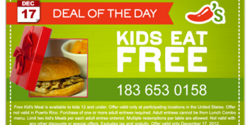 Chili’s Bar & Grill: Kids Eat Free (Today, 12/17 Only) + Free Skillet Queso & Chips