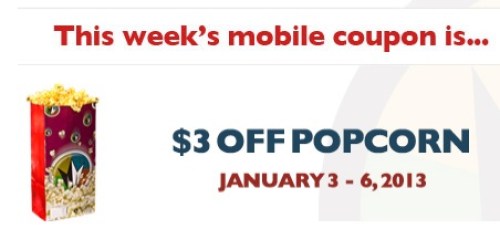 Regal Cinemas: $3 Off Popcorn (Mobile Coupon)