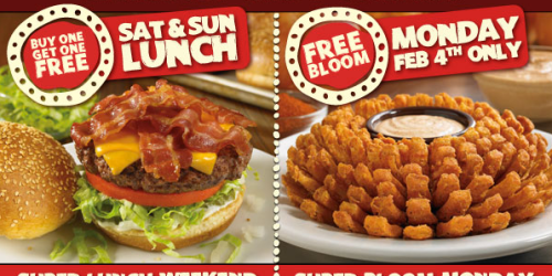 Outback Steakhouse: Buy 1 Lunch Entrée, Get 1 Free (2/2-2/3) + FREE Bloomin’ Onion on 2/4