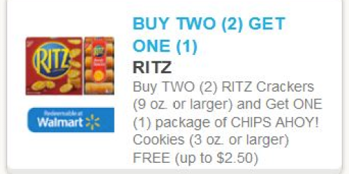 Rare Buy 2 Ritz Crackers, Get 1 Free Chips Ahoy! Cookies Coupon (up to $2.50 Value!)