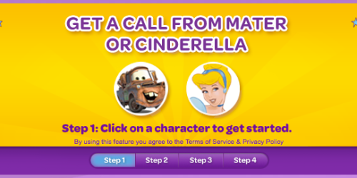 FREE Potty Break Phone Call From Mater or Cinderella