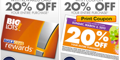 Big Lots: 20% Off Entire Purchase