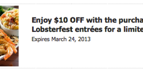 Red Lobster: $5 Off Lobsterfest Entree (Facebook)