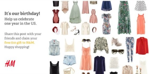 Wrapp App: Free $10 H&M In-Store Gift Card