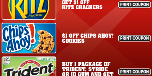 Rare Buy 1 Get 1 Free Trident, Stride, or ID Gum + $1/1 Ritz Crackers & $1/1 Chips Ahoy Coupons