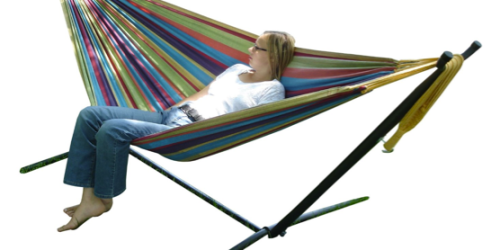 Amazon: Highly-Rated Double Hammock with Space-Saving Steel Stand Only $94.90 Shipped – Lowest Price (Today Only)