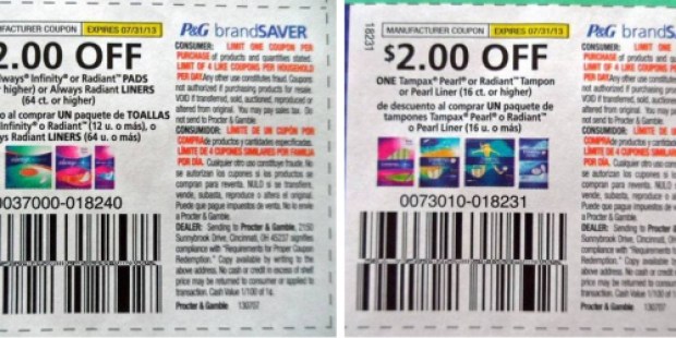 High Value $2/1 Tampax and $2/1 Always Coupons in Tomorrow’s P&G Insert = Items Only $0.94 at Target