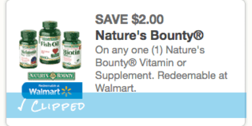 High Value $2/1 Nature’s Bounty Vitamin or Supplement Coupon = Vitamin D Only $0.65 at CVS