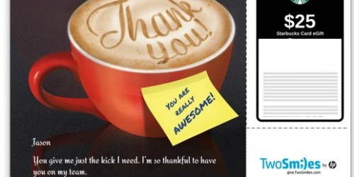 TwoSmiles.com: *HOT* $10 Off $25 Promo Code = $25 Starbucks Gift Card Only $15 + More