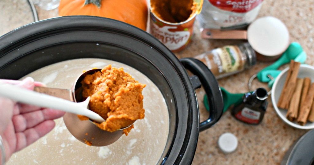 adding pumpkin to pumpkin latte slow cooker