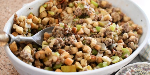 Bake This Easy Sage Pecan Apple Sausage Stuffing For Thanksgiving!