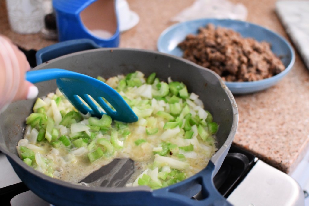 cooking onions and celery