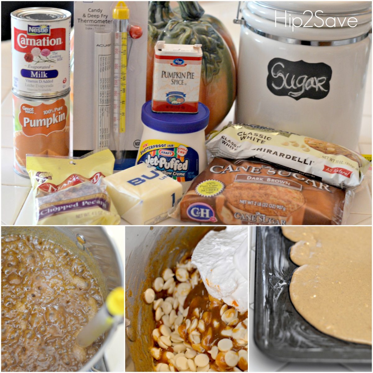 How to make pumpkin fudge ingredients plus steps showing the process