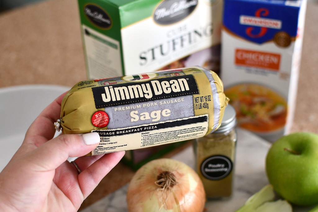 holding tube of Jimmy Dean sage sausage 